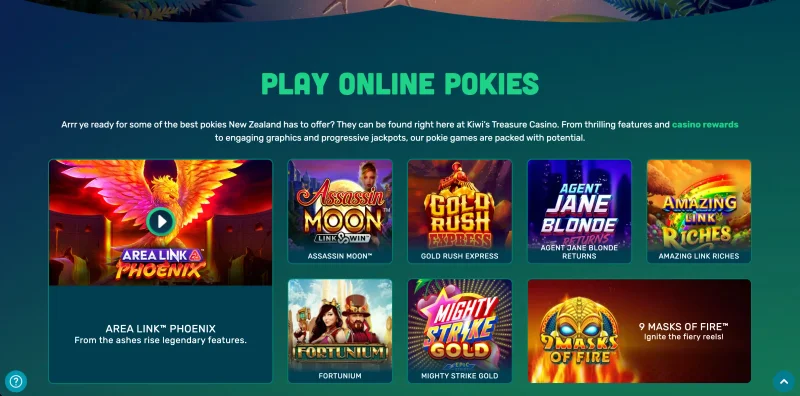 Kiwi's Treasure Casino Game Selection